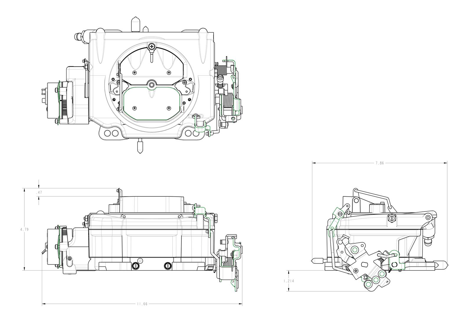 Demon Carburetion Shadow Black Street 750 CFM 4-Barrel Carburetor 1904BK Carburetor, Demon, cfm, 4-Barrel, Square Bore/Spread Bore, Electric Choke, Ceramic, Each thumbnail 3