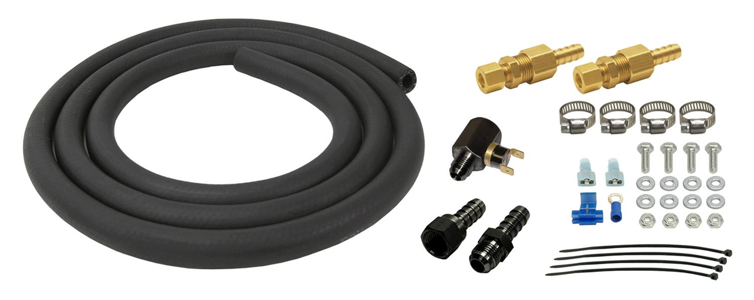 Derale Remote Transmission Cooler Mounting Kits 13020 Mount Kit, Cooler, Plastic, Black, 5/16 in. x 10 ft. Line, Hardware, Kit
