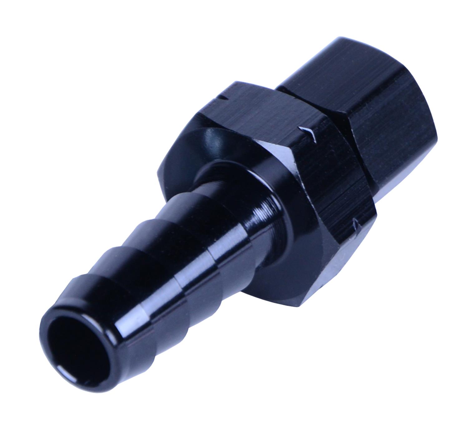 Derale Tube Adapter Fittings 13041 Adapter,Compression Fitting, 5/16" Transmission Cooler Line to 3/8" Hose Barb Black anodized Fitting