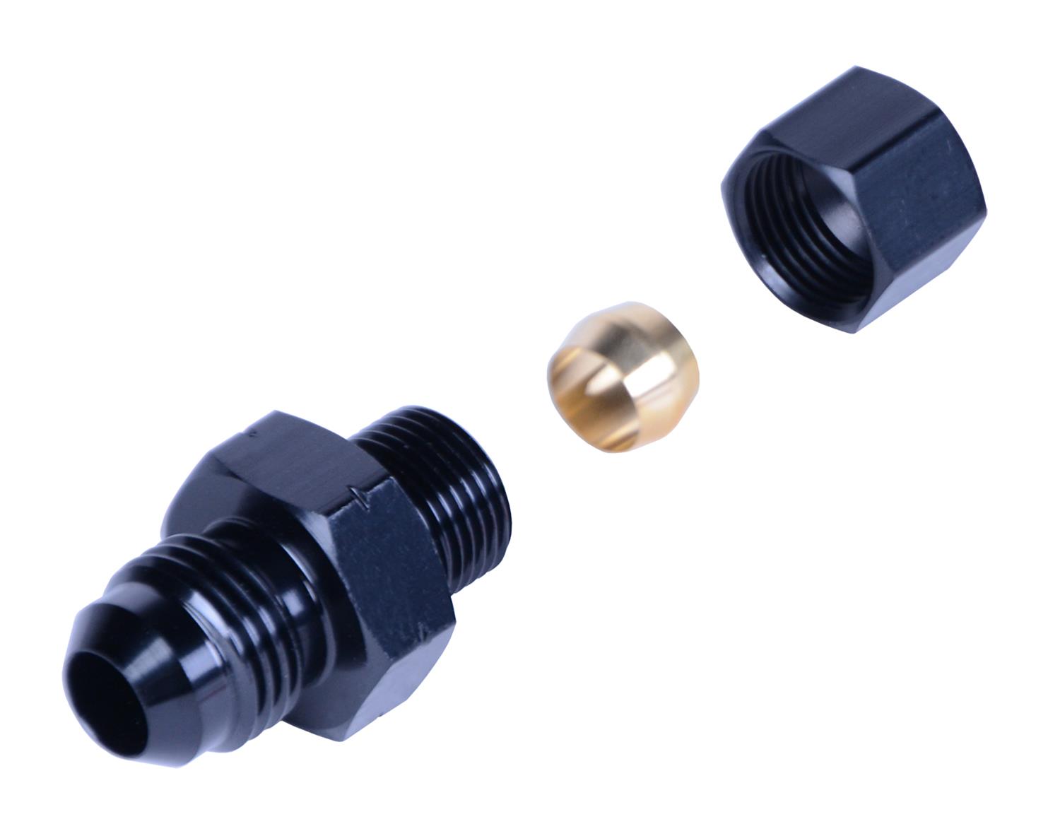 Derale Tube Adapter Fittings 13044 Adapter, Compression Fitting, 5/16" Transmission Cooler Line to -6AN Male Black anodized Fitting thumbnail 2
