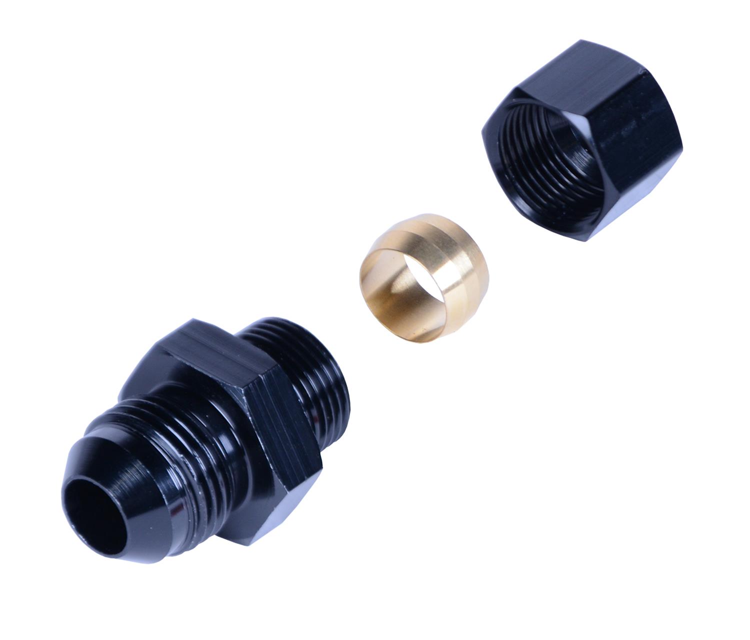 Derale Tube Adapter Fittings 13046 Adapter, Compression Fitting, 1/2" Transmission Cooler Line to -8AN Male Black anodized Fitting thumbnail 2