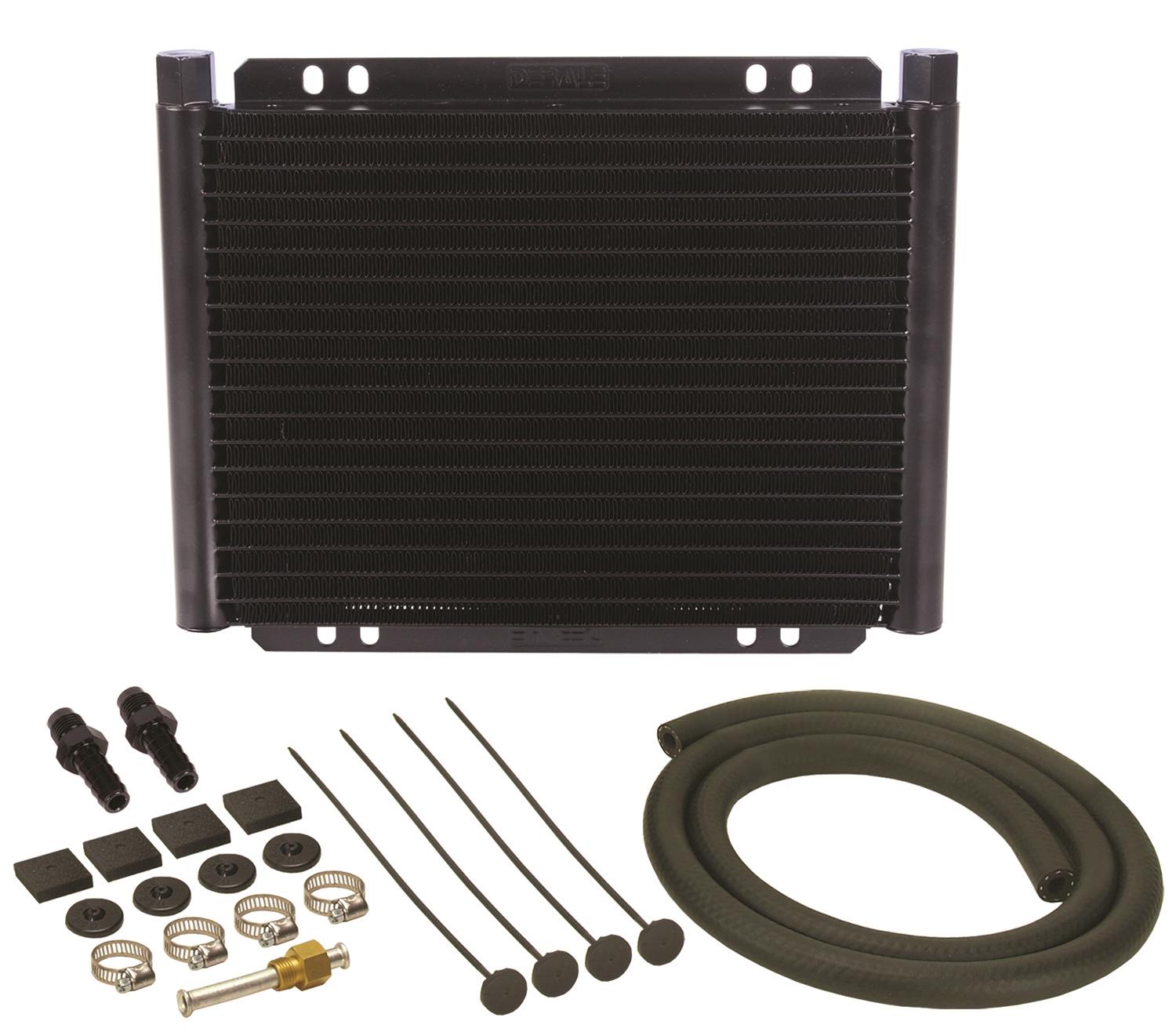 Derale 8000 Series Fin and Plate Transmission Coolers 13523 & Trans Cooler Kit (1/2-20 Inverted Flare)