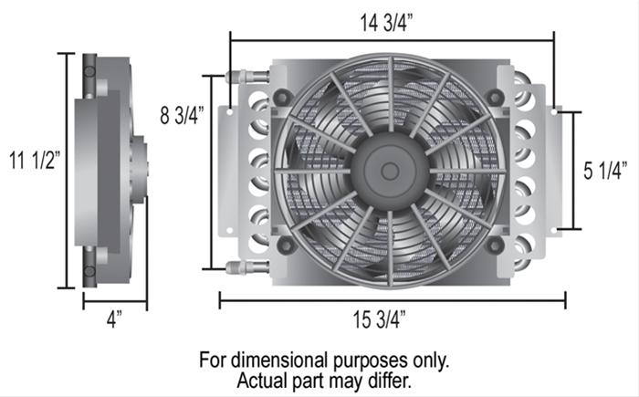 Derale Electra-Cool Remote Fluid Coolers 13720 Oil Cooler, 11.5 in. x 15.75 in. x 4 in. Cooler, 10 in. Fan, -6 AN Male, Kit thumbnail 2