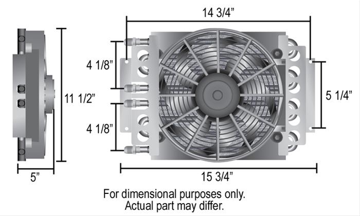 Derale Electra-Cool Remote Fluid Coolers 15200 Cooler, Electra-Cool, Tube and Fin, Copper/Aluminum, Black, 11.5 in. x 15.7 in. x 5 in., 650 cfm Fan thumbnail 2