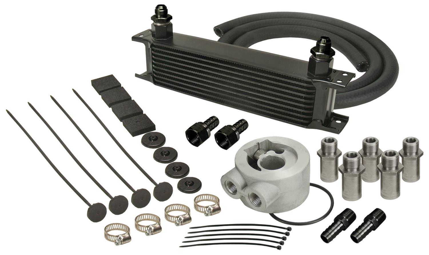Derale Stacked Plate Fluid Coolers 15602 Cooler, Engine, Plate-Type, Aluminum, Copper, Black, 3 in. x 13 in. x 2 in., Each