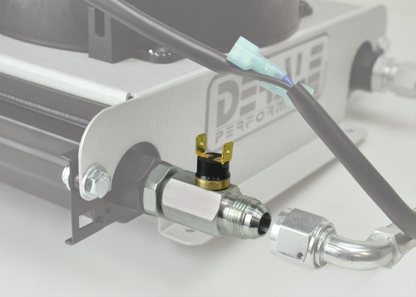American Volt 180°F Transmission Oil Cooler Fan Thermostat Switch Kit – 8AN In-Line Adapter