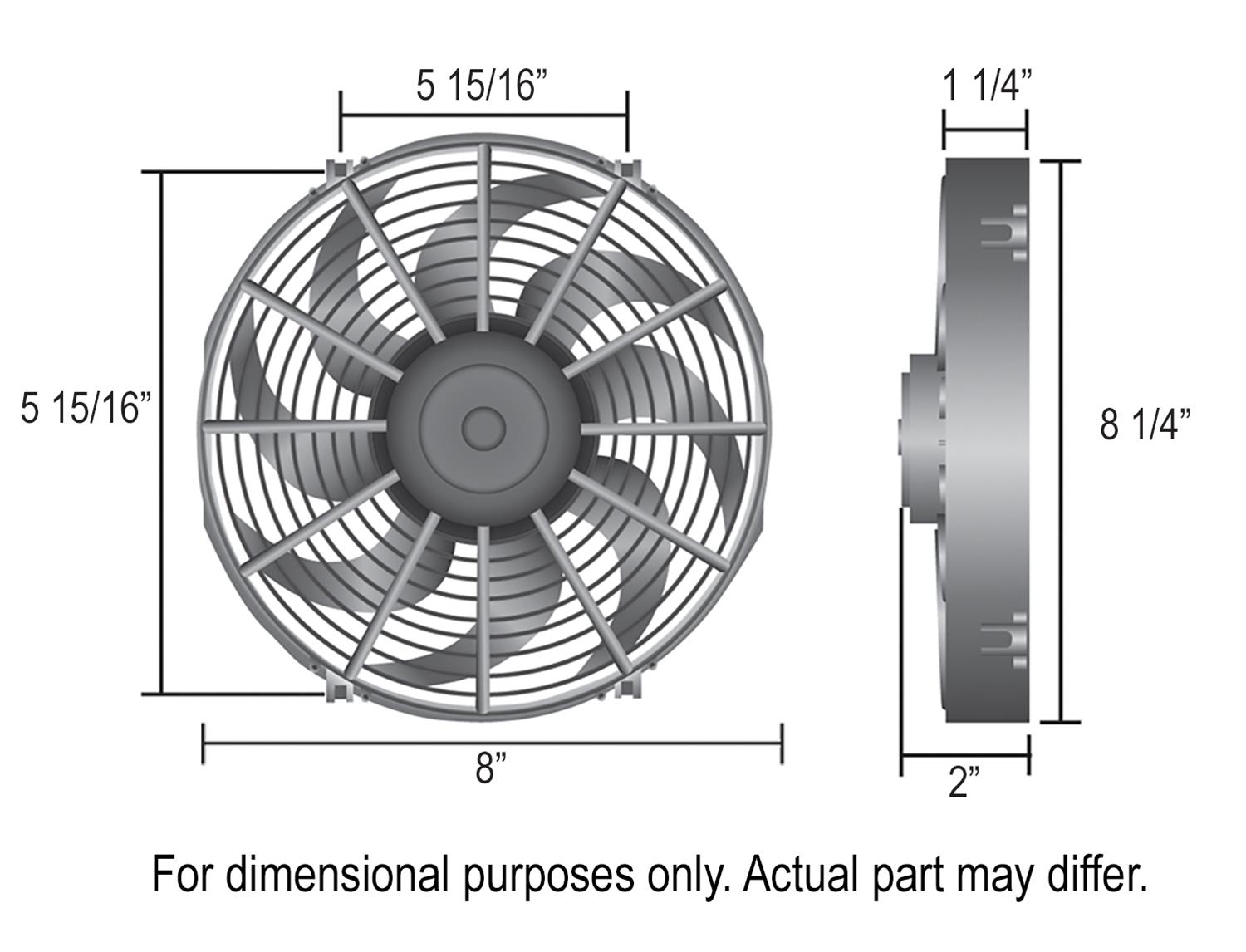 8 Inch 366 CFM Derale High-Output Paddle Blade Fan 16108 Electric Fan, in. Diameter, Puller, cfm, Black, Each thumbnail 2
