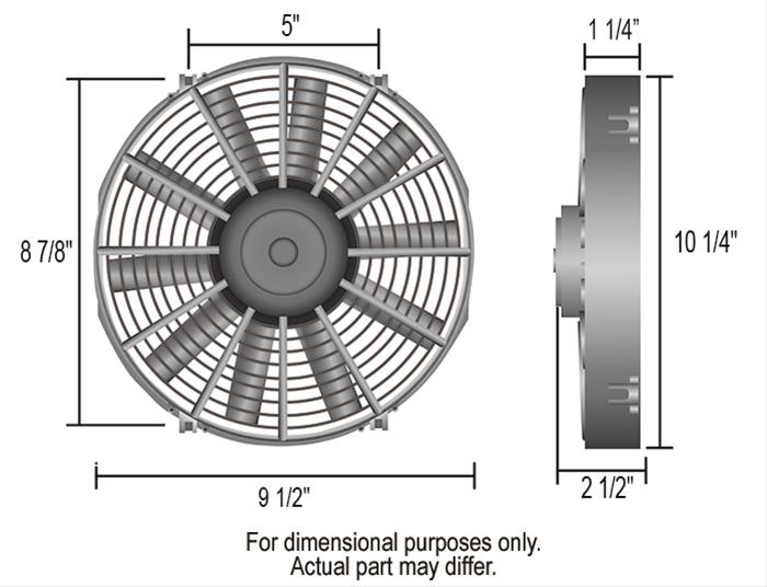 9 Inch 570 CFM Derale Tornado Universal Fan 16509 Electric Fan, Single, in. Diameter, Reversible, cfm, Black, Plastic, Each thumbnail 3