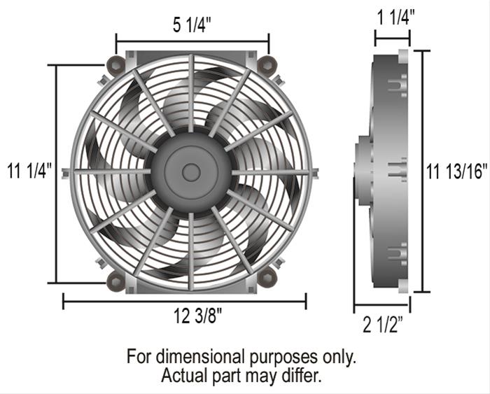 12.13 Inch 880 CFM Derale Tornado Universal Fan 16512 Electric Fan, Single, 12 in. Diameter, Reversible, cfm, Black, Plastic, Each thumbnail 3