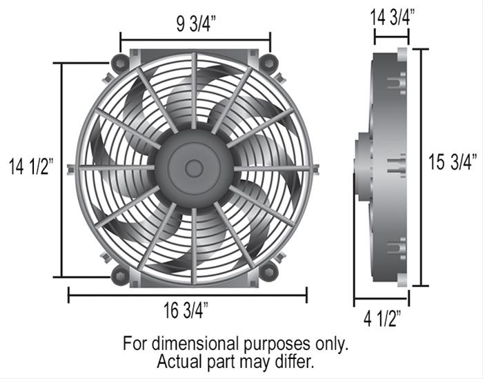 16 Inch 2,175 CFM Derale Tornado Universal Fan 16516 Electric Fan, Single, in. Diameter, Reversible, cfm, Black, Plastic, Each thumbnail 3