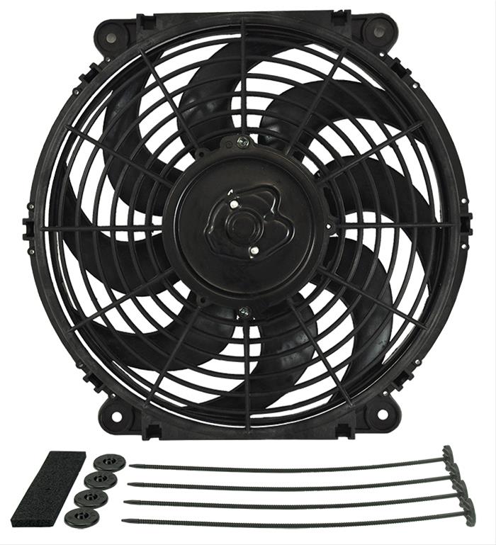 12 Inch 880 CFM Derale Tornado Universal Fan 16622 Electric Fan, Single, in. Diameter, Pusher, Puller, cfm, Black, Plastic, Each