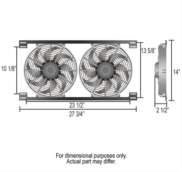 12 Inch 1,760 CFM Derale Tornado Universal Fan 16824 Electric Fan, Dual, in. Diameter, Reversible, cfm, Black, Plastic, Each thumbnail 2