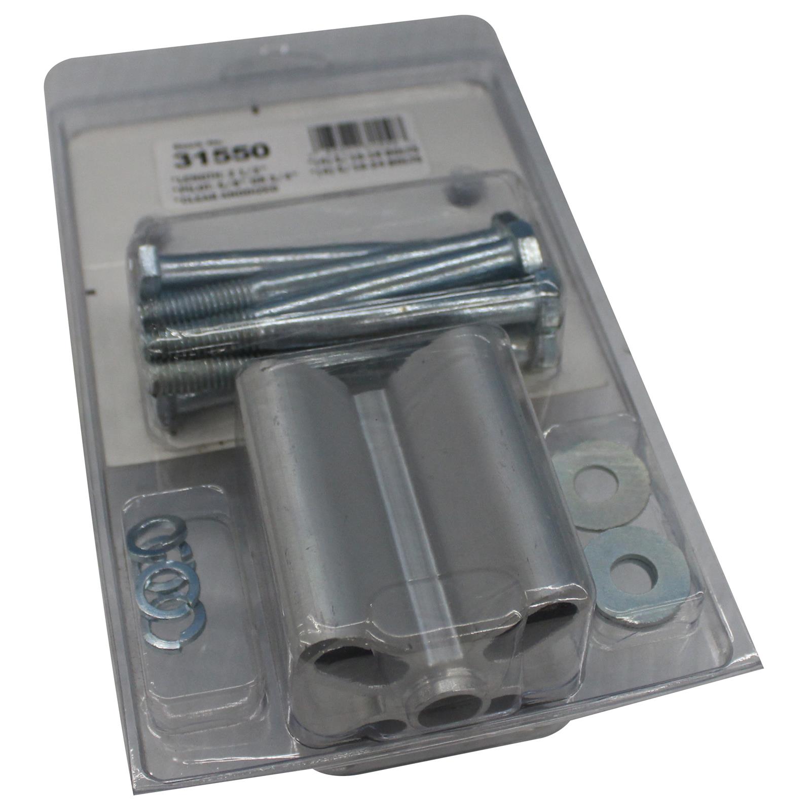 Derale Flex Fan Standard Spacers 31550 Spacer, 2.500 in. Thick, Aluminum, Clear Anodized, 5/8 in. Pilot, Bolts, Washers, Kit