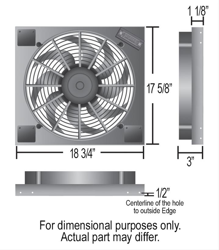 17 Inch 2,400 CFM Derale PWM Electric Fan Powerpacks 66819 Fan, Powerpack Assembly, in. Diameter, Puller, cfm, Black, Plastic, Shroud, Aluminum, Each thumbnail 2