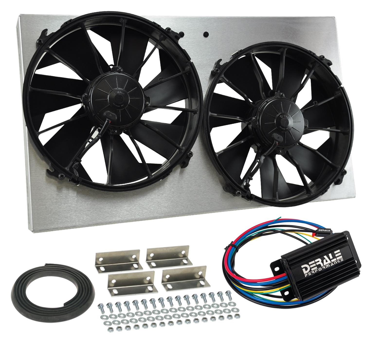 12 Inch 4,000 CFM Derale PWM Electric Fan Powerpacks 66825 Fan, Powerpack Assembly, in. Diameter, Puller, cfm, Black, Plastic, Shroud, Aluminum, Each