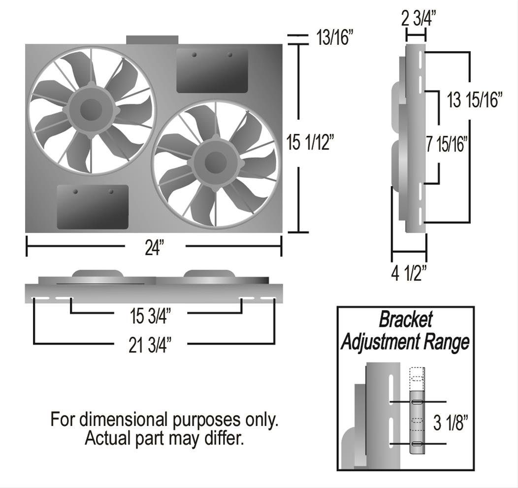 11 Inch 3,750 CFM Derale PWM Electric Fan Powerpacks 66831 Fan, Powerpack Assembly, in. Diameter, Puller, cfm, Black, Plastic, Shroud, Aluminum, Each thumbnail 2