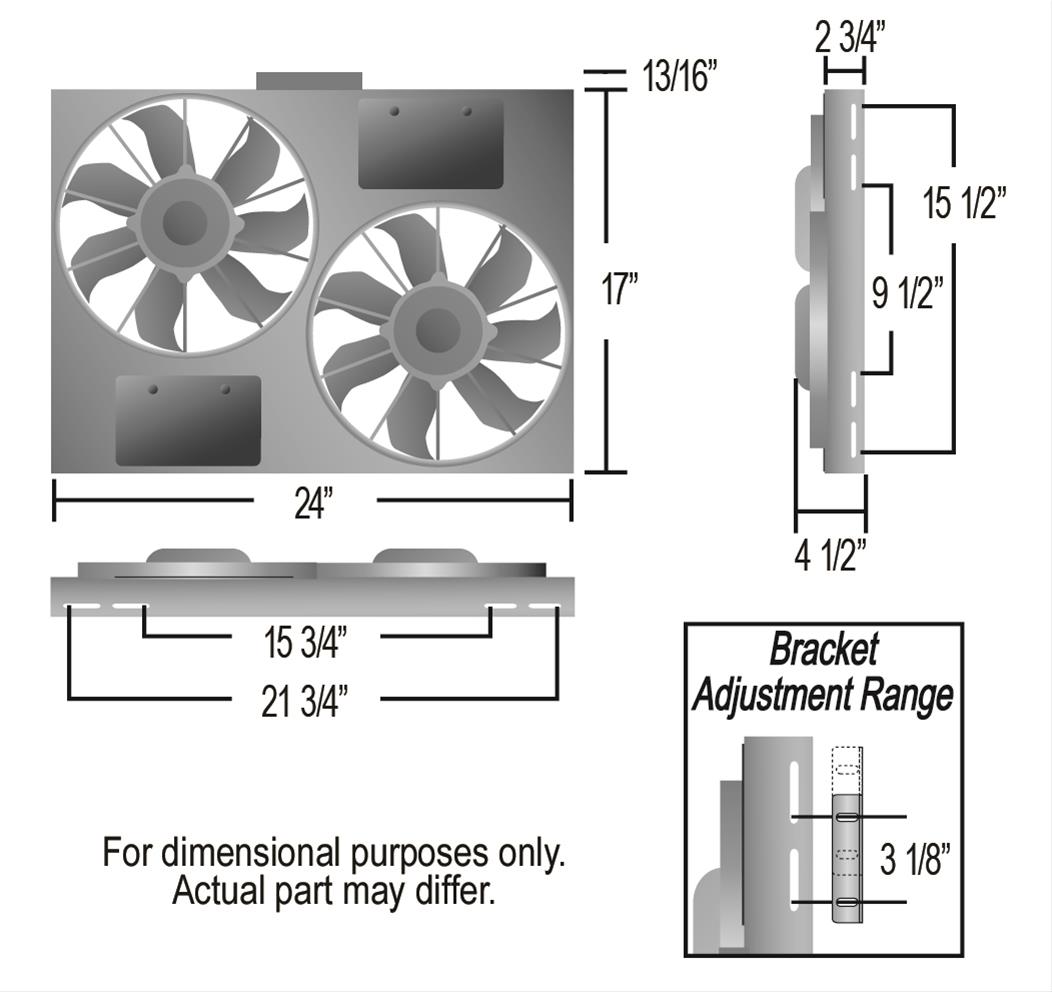11 Inch 3,750 CFM Derale PWM Electric Fan Powerpacks 66833 Fan, Powerpack Assembly, in. Diameter, Puller, cfm, Black, Plastic, Shroud, Aluminum, Each thumbnail 2