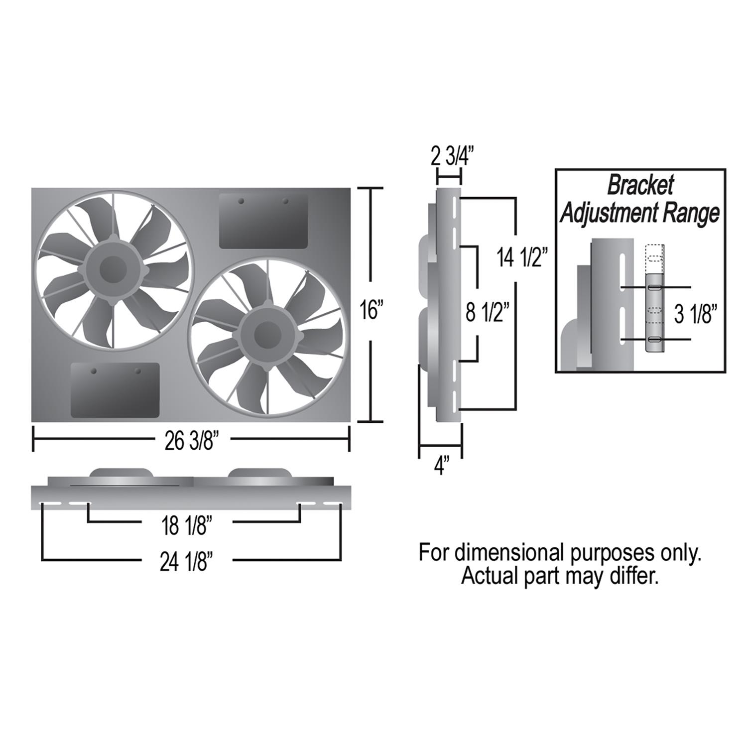 12 Inch 4,000 CFM Derale PWM Electric Fan Powerpacks 66836 Fan, Powerpack Assembly, in. Diameter, Puller, cfm, Black, Plastic, Shroud, Aluminum, Each thumbnail 2