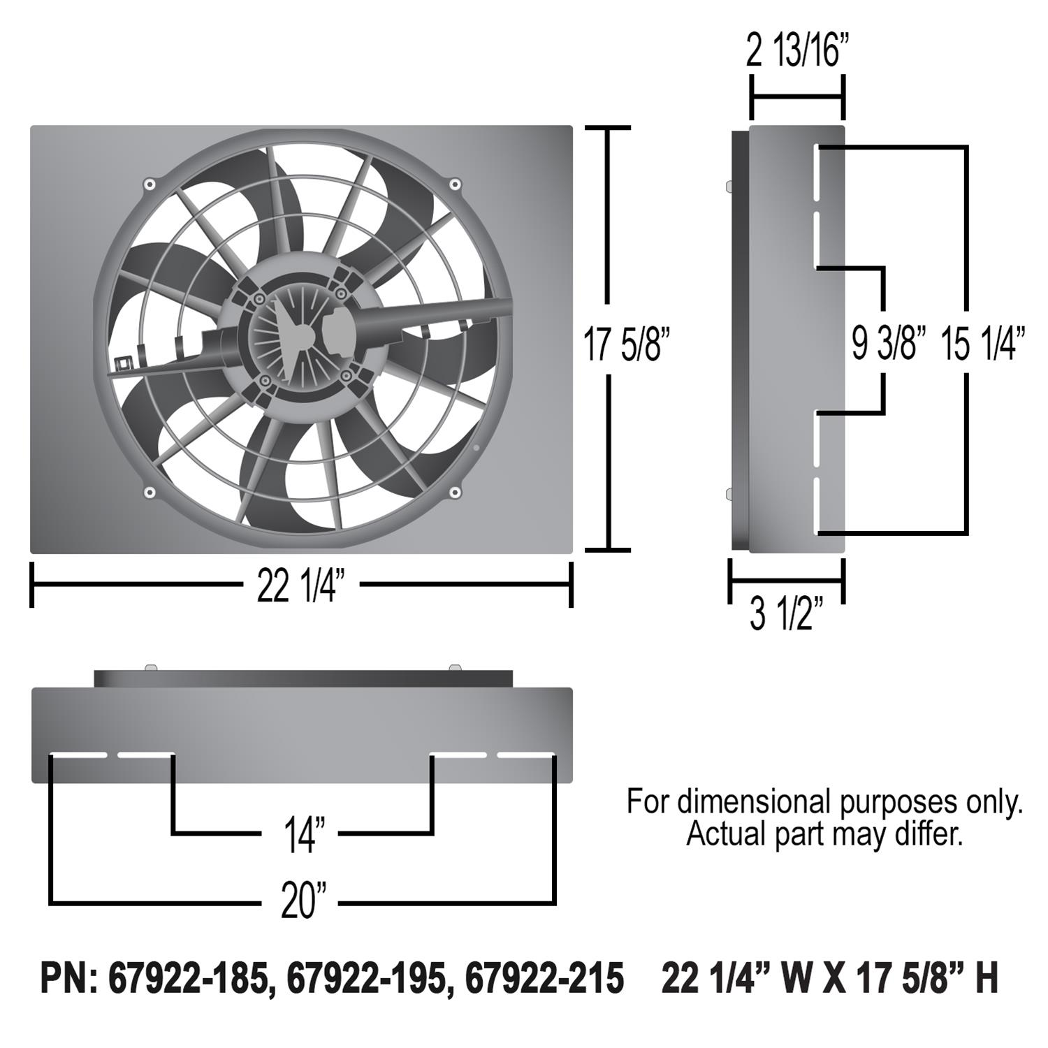 17 Inch 2,800 CFM Derale Electric Fan Brushless Powerpacks 67922-215 Fans, Powerpack, Single in. Fan, CFM, Shroud, 215 degree, Kit thumbnail 5