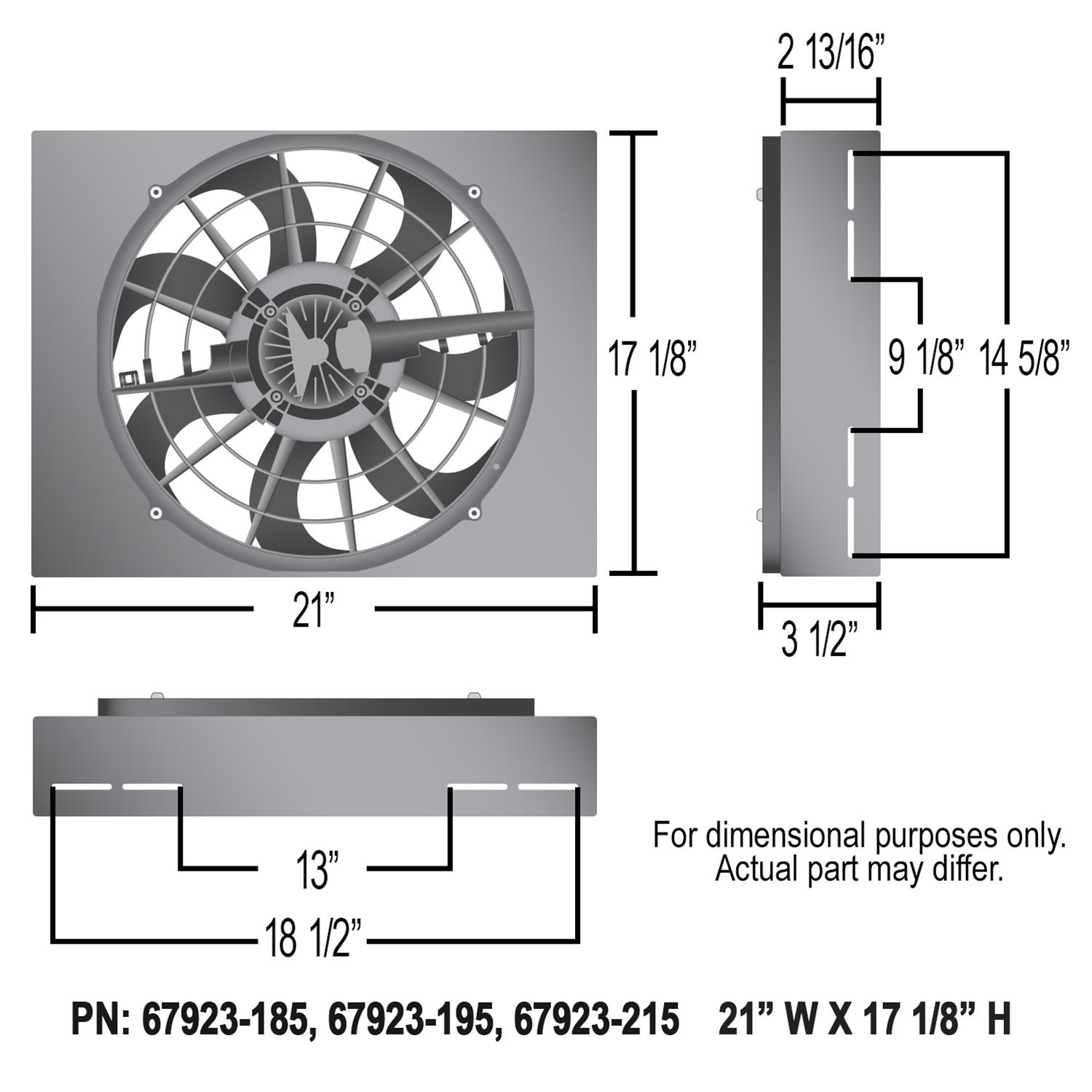 17 Inch 2,800 CFM Derale Electric Fan Brushless Powerpacks 67923-195 Fans, Powerpack, Single in. Fan, CFM, Shroud, 195 degree, Kit thumbnail 5