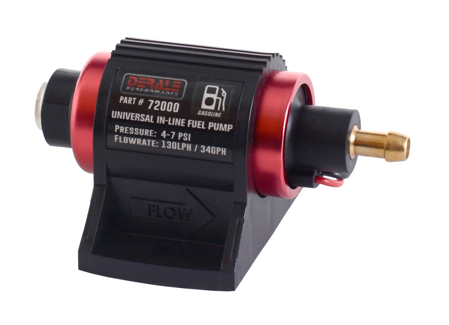 Derale Universal Inline Fuel Pumps 72000 Pump, High Performance Pump Gasoline 130 lph, 4-7 psi, Each thumbnail 2