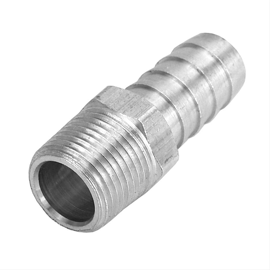Derale NPT to Nipple Fittings 98102 Fitting, Adapter, Hose Barb, Straight, Aluminum, Black Anodized, 3/8 in. NPT, 1/2 in. Hose Barb, Each thumbnail 4