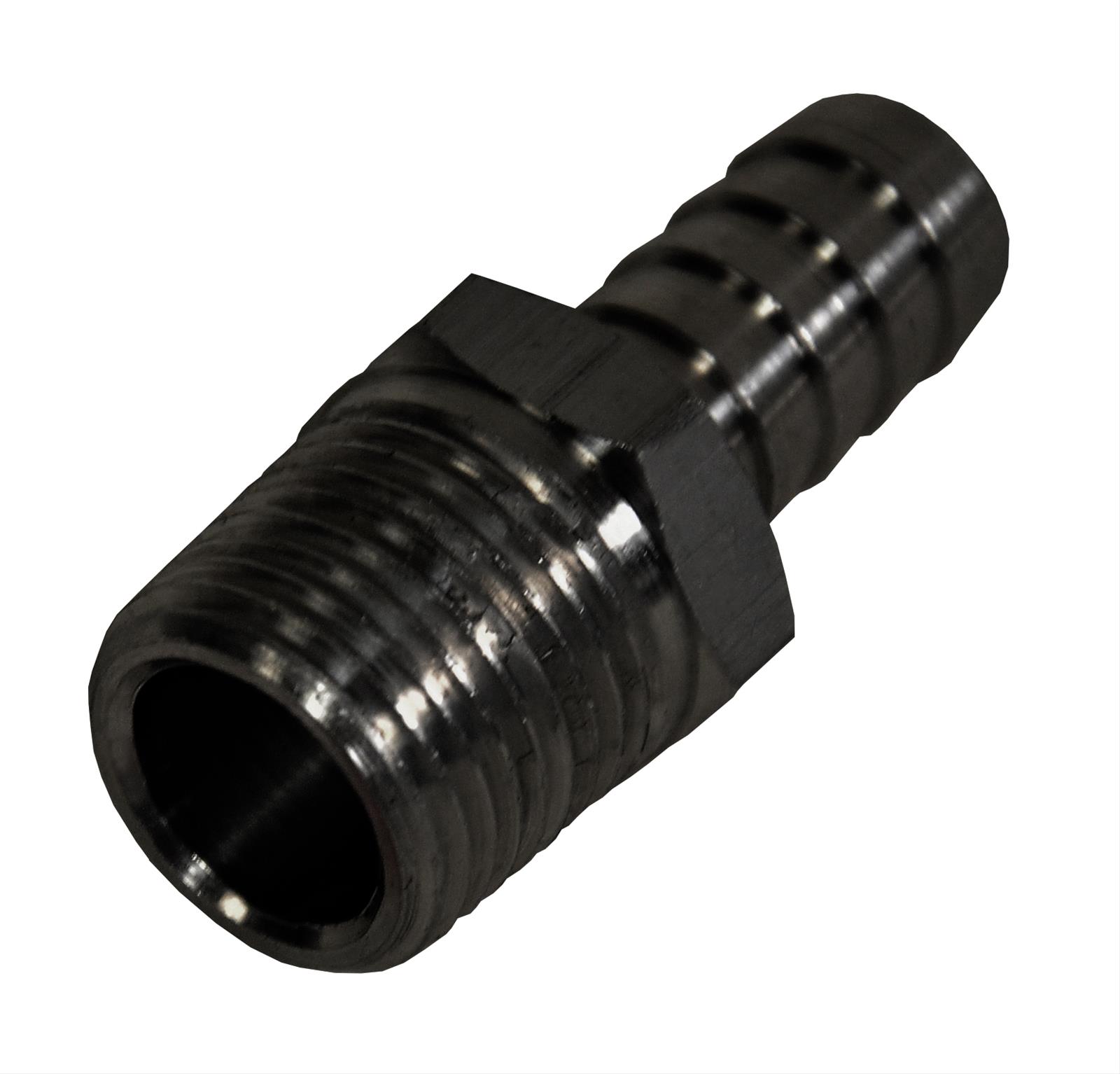 Derale NPT to Nipple Fittings 98103 Fitting, Adapter, Hose Barb, Straight, Aluminum, Black Anodized, 1/2 in. NPT, 1/2 in. Hose Barb, Each thumbnail 3