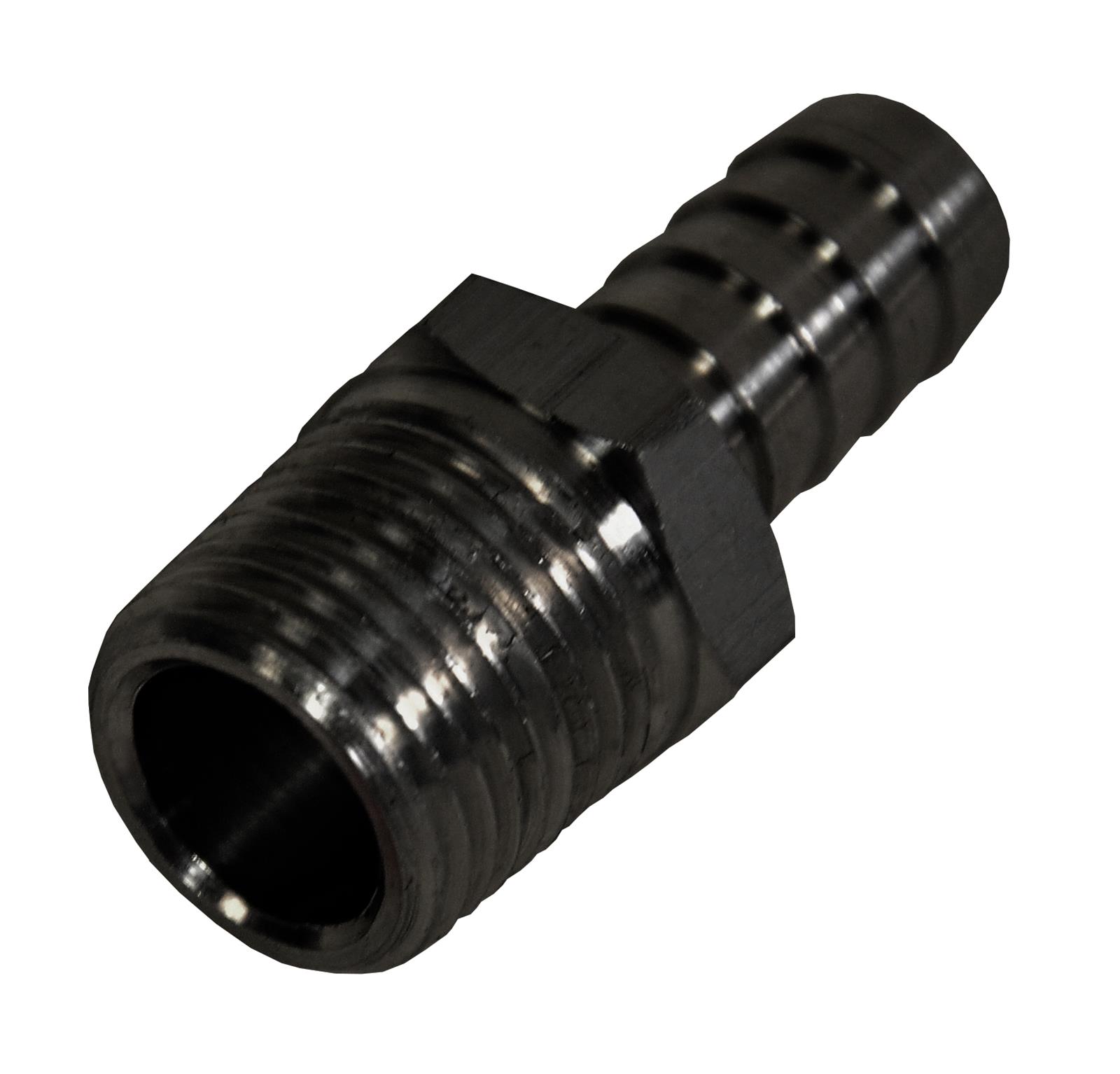 Derale NPT to Nipple Fittings 98103 Fitting, Adapter, Hose Barb, Straight, Aluminum, Black Anodized, 1/2 in. NPT, 1/2 in. Hose Barb, Each thumbnail 2