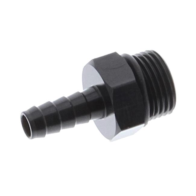 Derale AN Hose Barb Fittings 98206 Fitting, Adapter, to Barb, Straight, Aluminum, Black Anodized, 3/8 in., -10 O-ring, Each