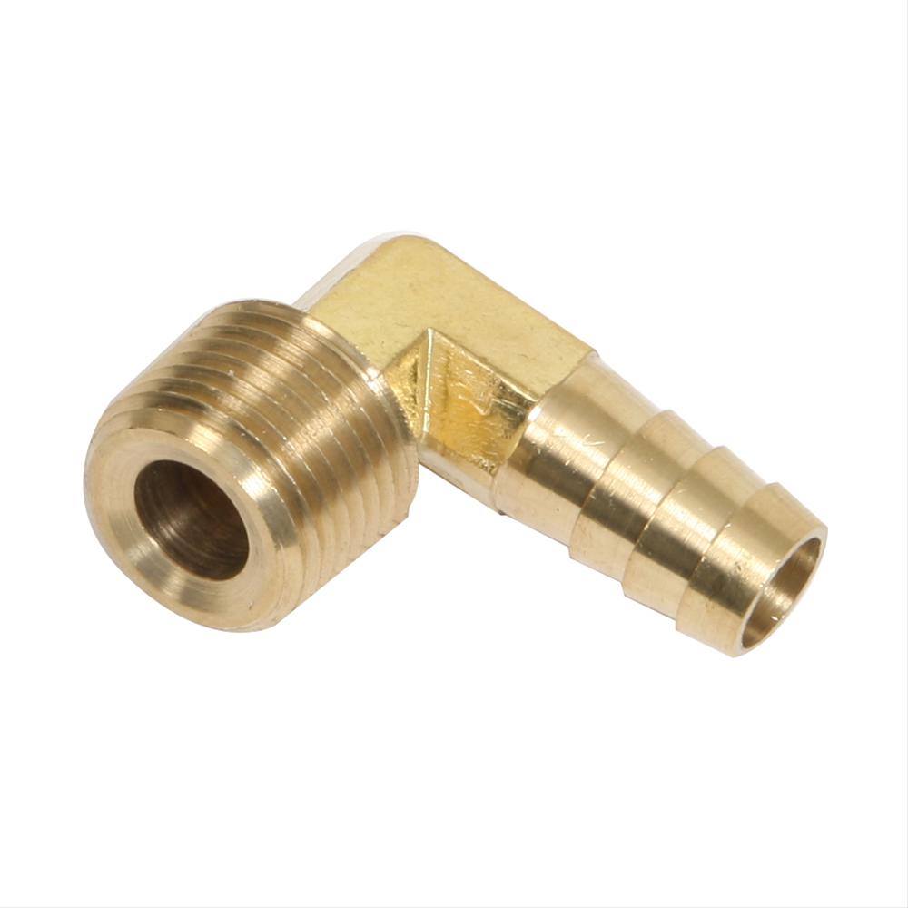 Derale NPT to Nipple Fittings 98244 Fitting, Adapter, Hose Barb, 90 Degree, Brass, Natural, 1/2 in. NPT, 1/2 in. Hose Barb, Each thumbnail 2