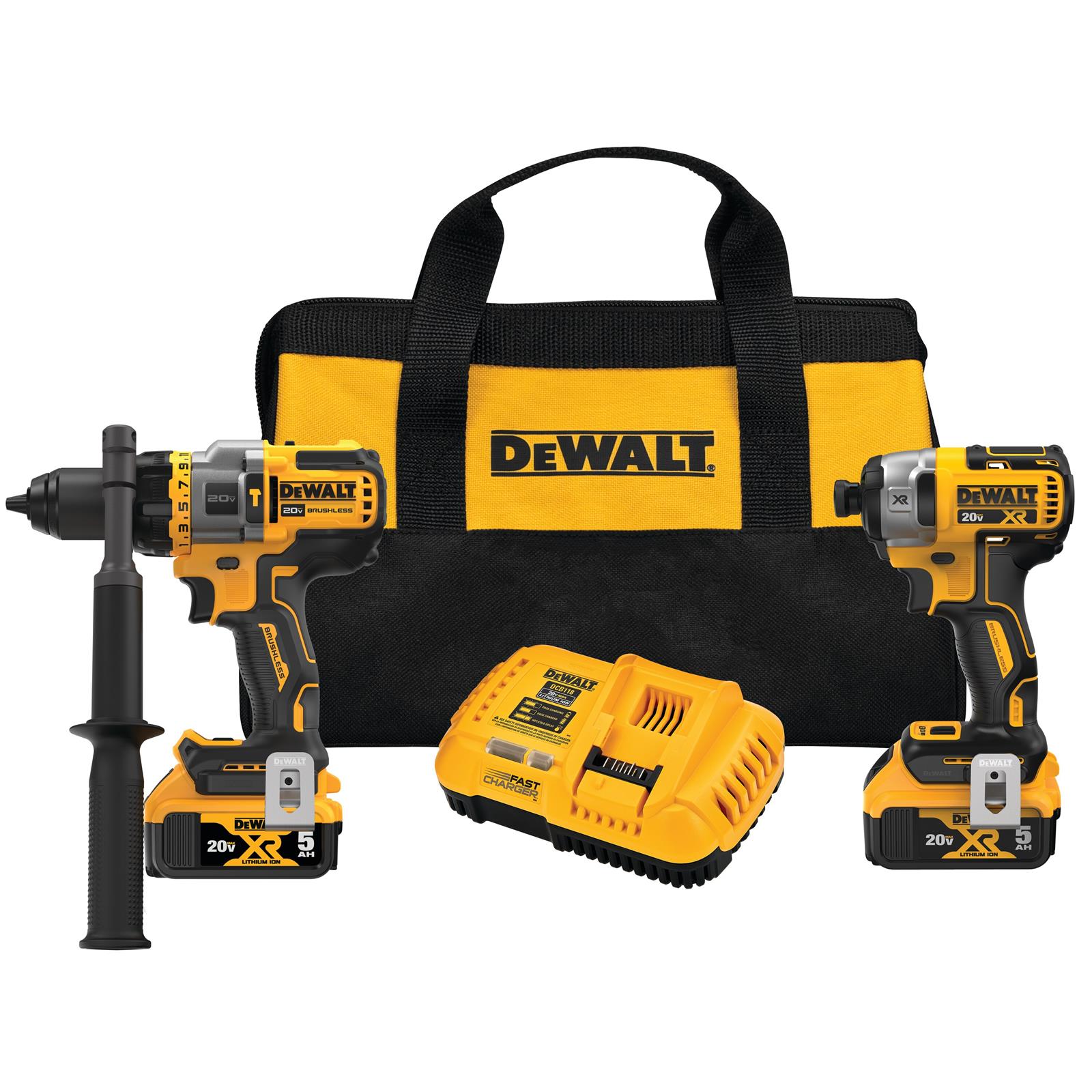 Dewalt DCK2100P2 Dewalt FLEXVOLT ADVANTAGE 20 V MAX Brushless Cordless Hammer Drill Driver 2 Tool Combos Summit Racing