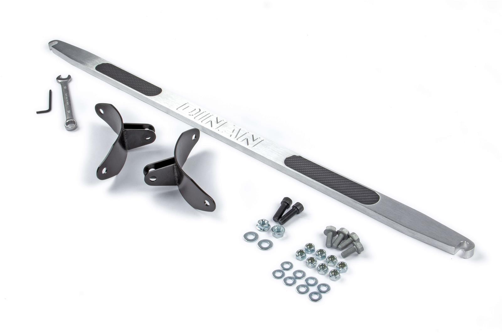 Dinan Shock Tower Braces D180-0391 and Strut Braces, Brace, Rear, Brushed Aluminum, Carbon Fiber Inserts, BMW, Each