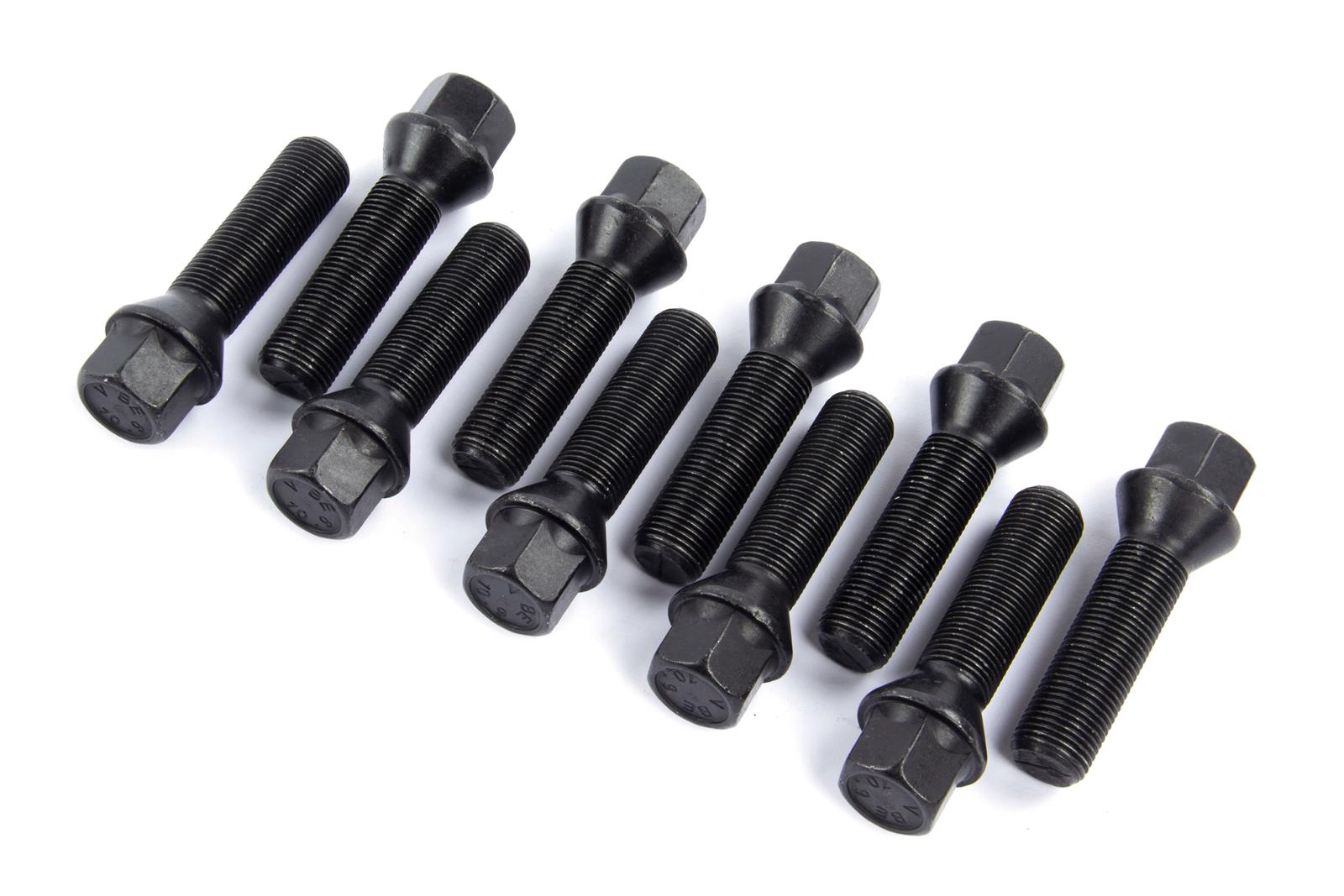 Dinan Lug Bolts D220-0003 Bolts, M14 x 1.25 Thread, 6-Point, Conical Seat, 1.30 in. Length, Steel, Black Zinc Coated, Set of 10