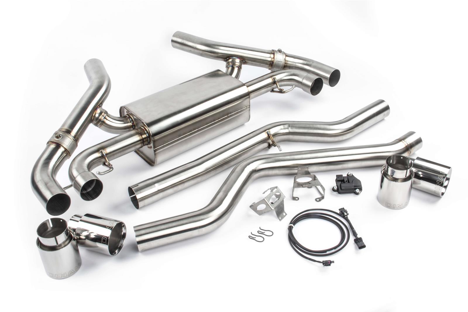 Dinan Free Flow Stainless Exhaust Systems D660-0085 Systems, Stainless, Rear Axle-back, Dual In/Four Out, Steel, Natural, Split Rear Exit, Polished Tips, BMW, 3.0L, Kit
