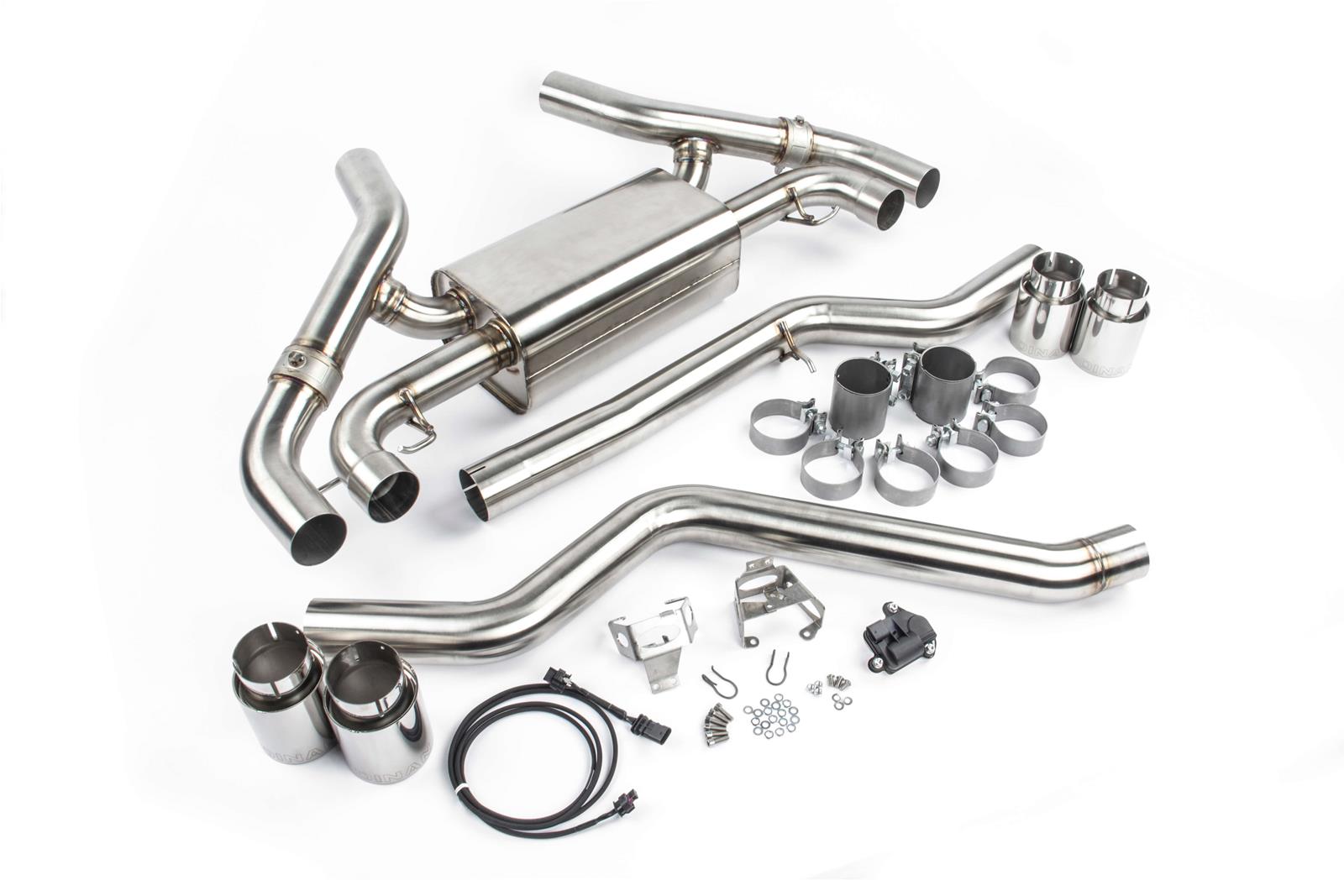 Dinan Free Flow Stainless Exhaust Systems D660-0085 Systems, Stainless, Rear Axle-back, Dual In/Four Out, Steel, Natural, Split Rear Exit, Polished Tips, BMW, 3.0L, Kit thumbnail 2