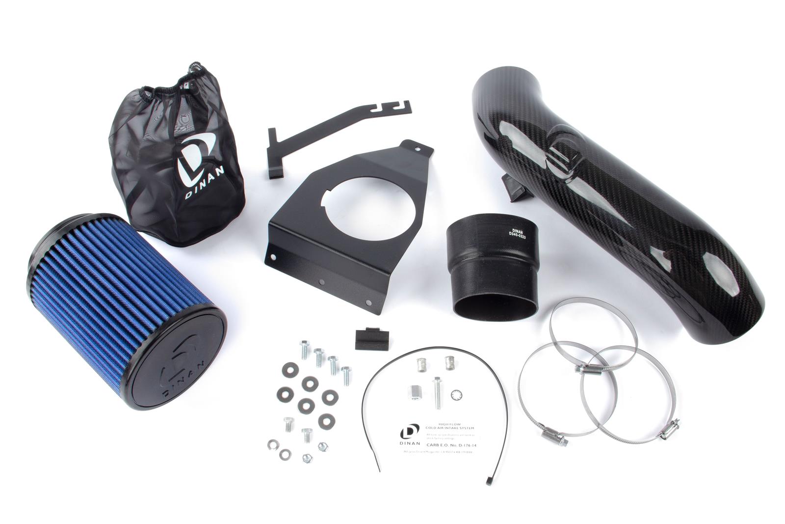 Dinan Carbon Fiber Air Intake Systems D760-0321B Kits, Systems, Oiled, Tube, Cotton Gauze Filter, Black, BMW, 2.5L, 2.8L, 3.2L, Kit