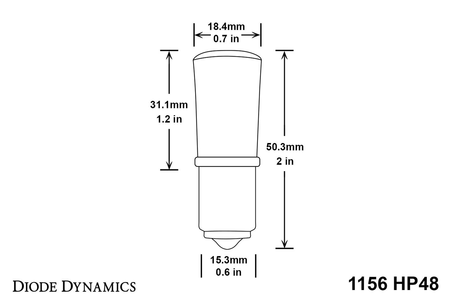Diode Dynamics 1156 LED Bulb HP48 LED - Amber (Single) thumbnail 2