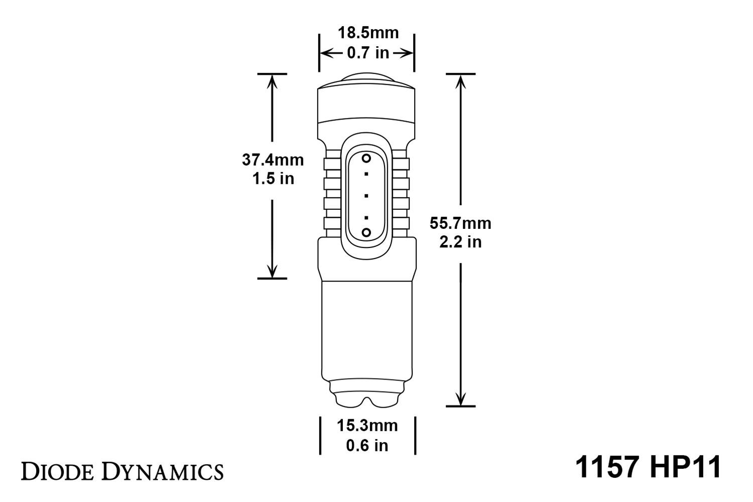 Diode Dynamics 1157 LED Bulb HP11 LED - Red (Single) thumbnail 2