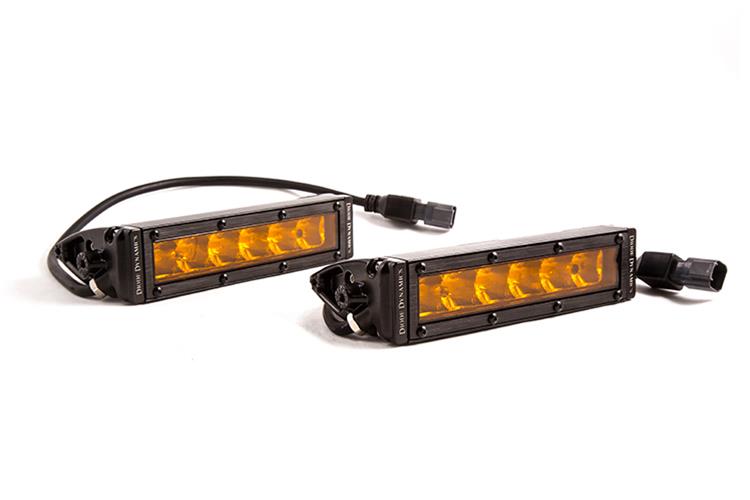 Diode Dynamics Stage Series 800 Lumens 6 Inch Light Bar DD5036P LED Single Row Straight SS6 Amber Driving Pair