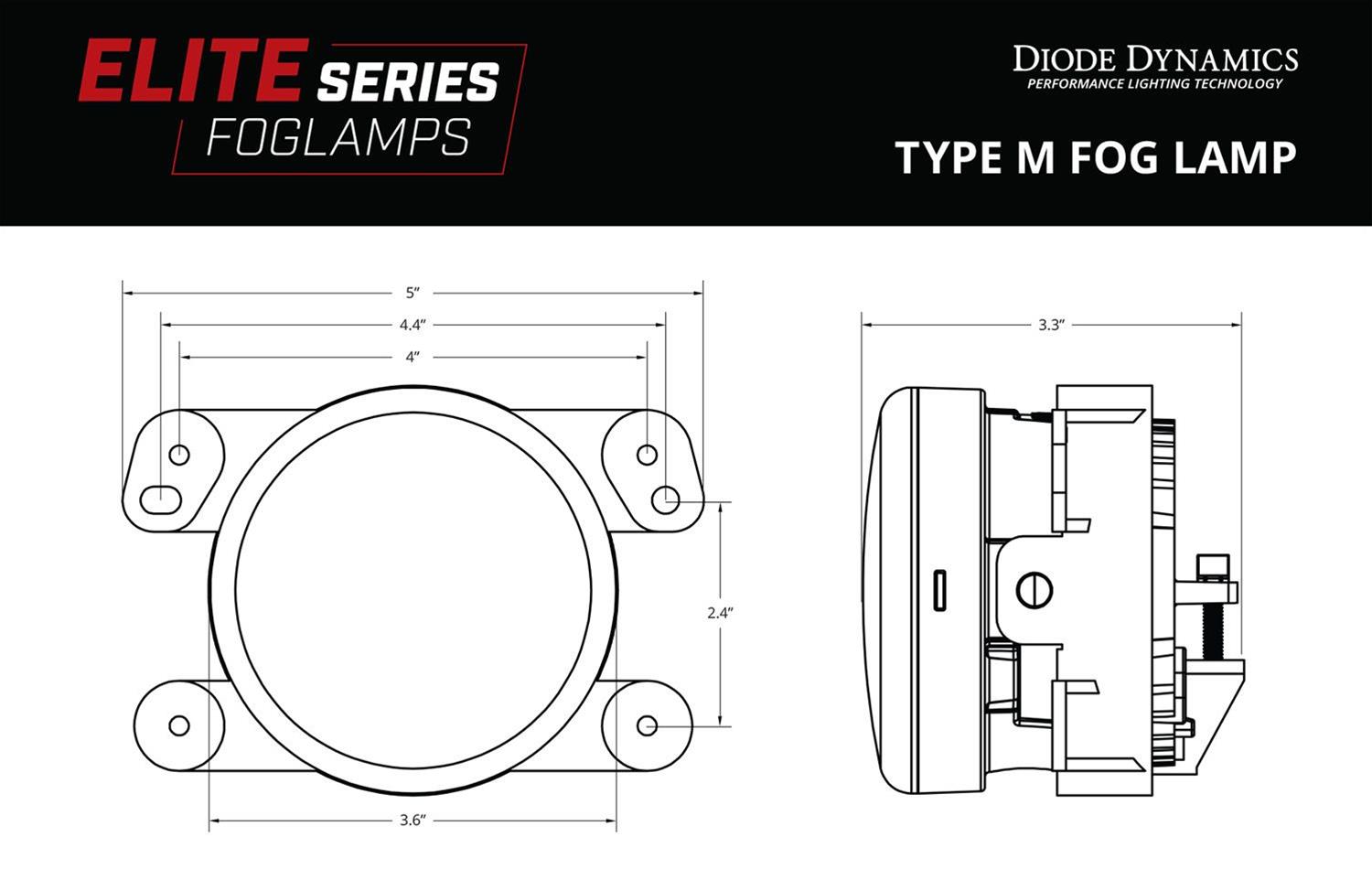 Diode Dynamics Elite Series Type M Fog Lamps - White (Pair) thumbnail 5
