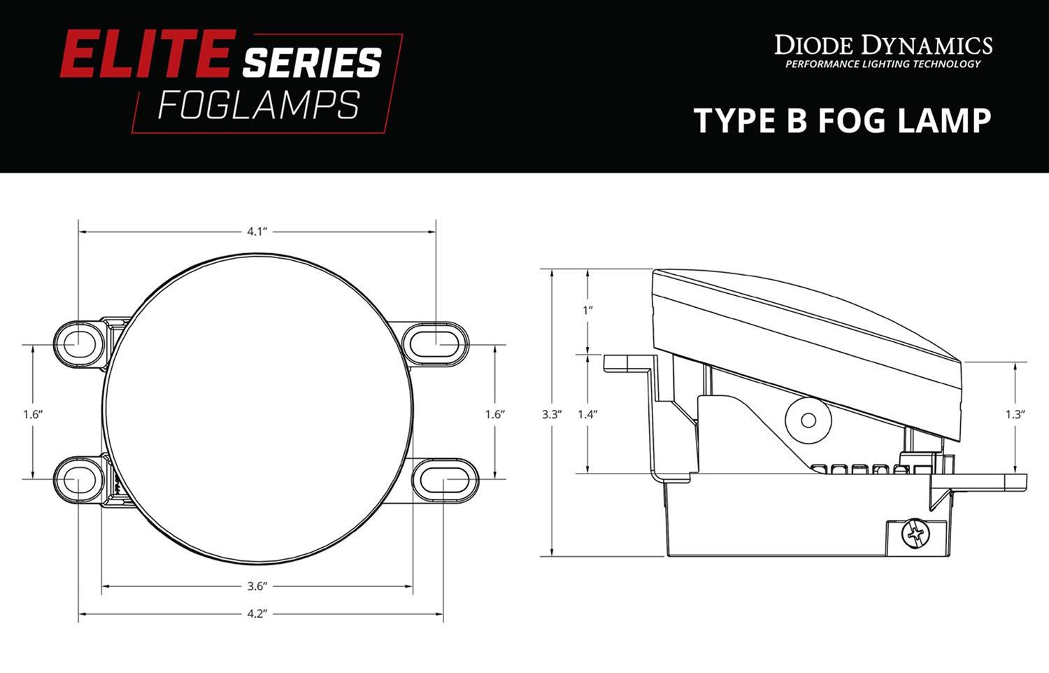 Diode Dynamics Elite Series Type B Fog Lamps - Yellow (Pair) thumbnail 3