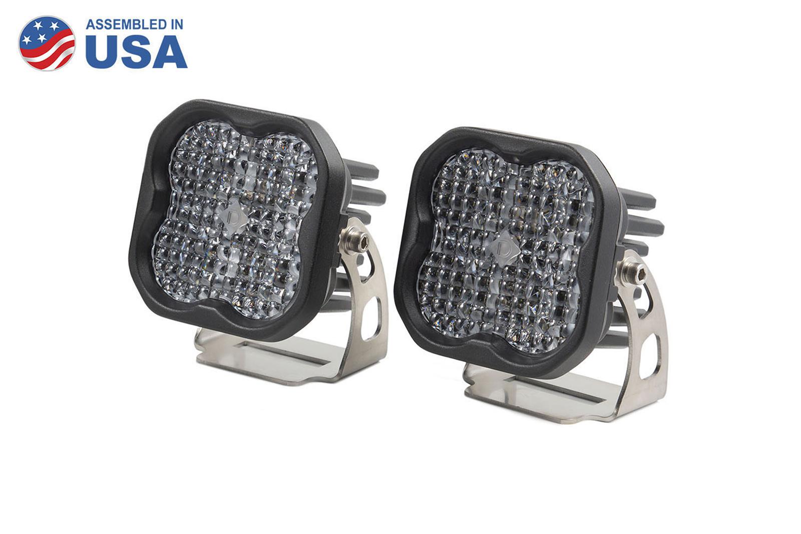 Diode Dynamics SS3 LED Pods DD6121P Auxiliary Lights, Pods, Sport, Flood, Black, Clear Lens, 12 V, 14.5 Watts, Pair
