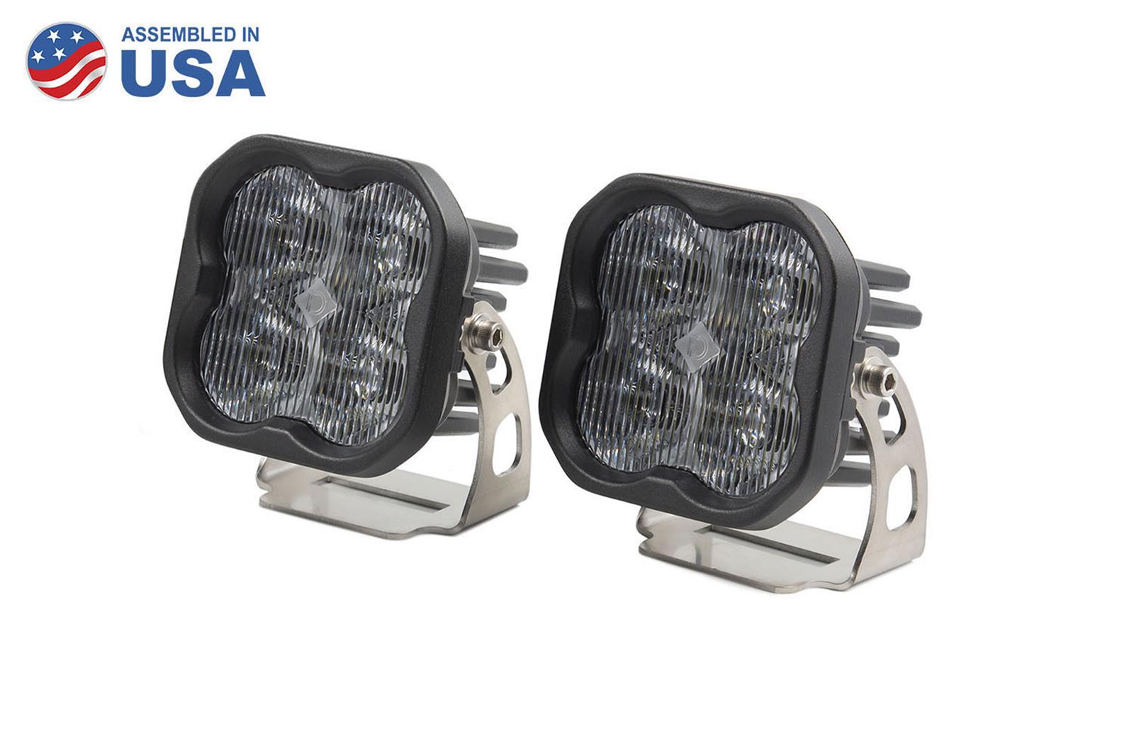 Diode Dynamics SS3 LED Pods DD6122P Auxiliary Lights, Pods, Sport, SAE Fog, Black, Clear Lens, 12 V, 14.5 Watts, Pair