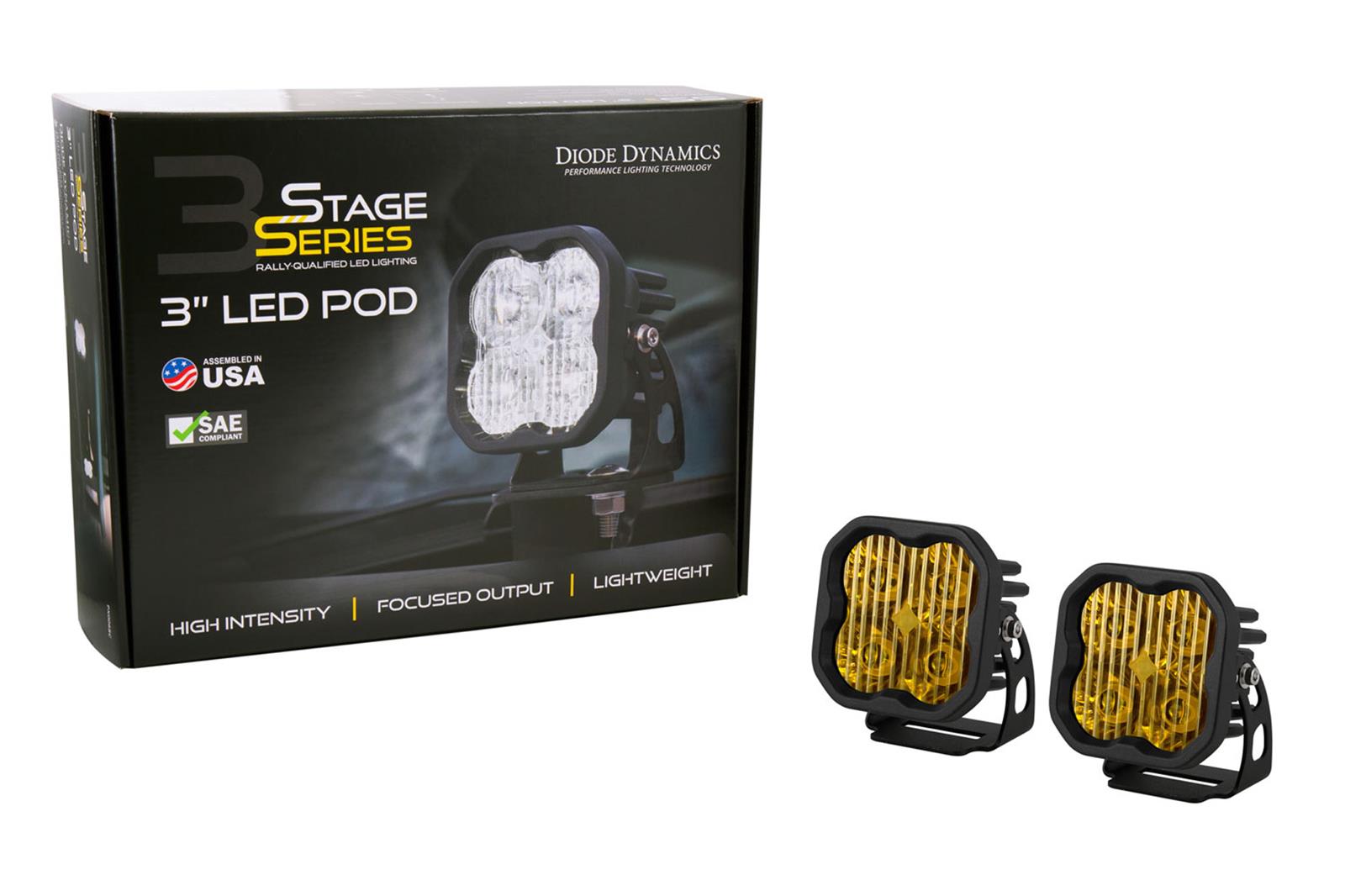 Diode Dynamics SS3 LED Pods DD6132P Auxiliary Lights, Pods, Pro, Driving, Black, Yellow Lens, 12 V, 36.0 Watts, Pair thumbnail 3