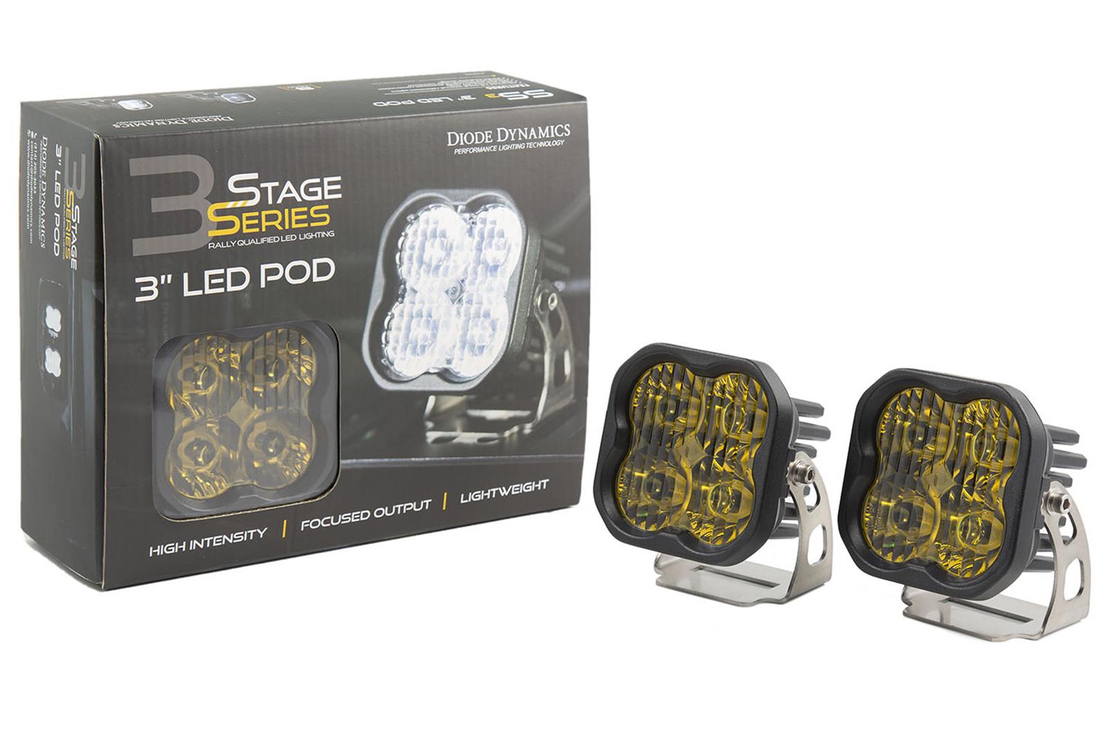 Diode Dynamics SS3 LED Pods DD6132P Auxiliary Lights, Pods, Pro, Driving, Black, Yellow Lens, 12 V, 36.0 Watts, Pair thumbnail 4