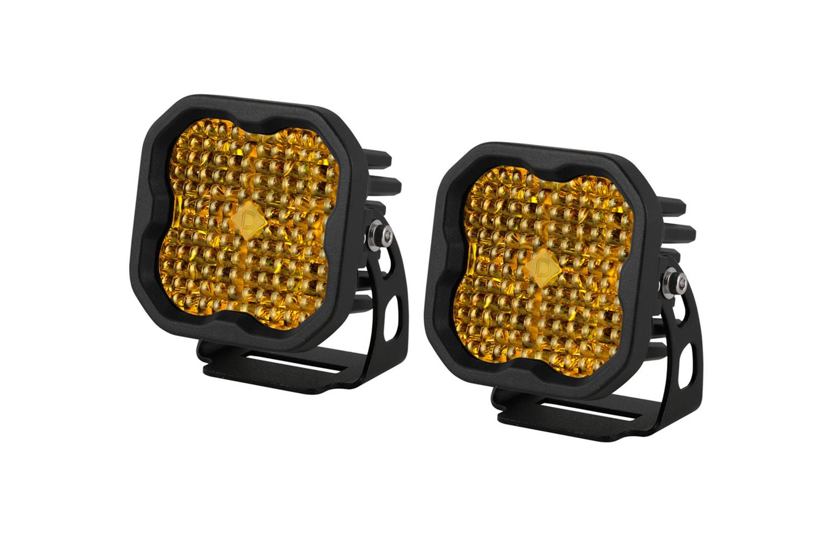 Diode Dynamics SS3 LED Pods DD6133P Auxiliary Lights, Pods, Pro, Flood, Black, Yellow Lens, 12 V, 36.0 Watts, Pair