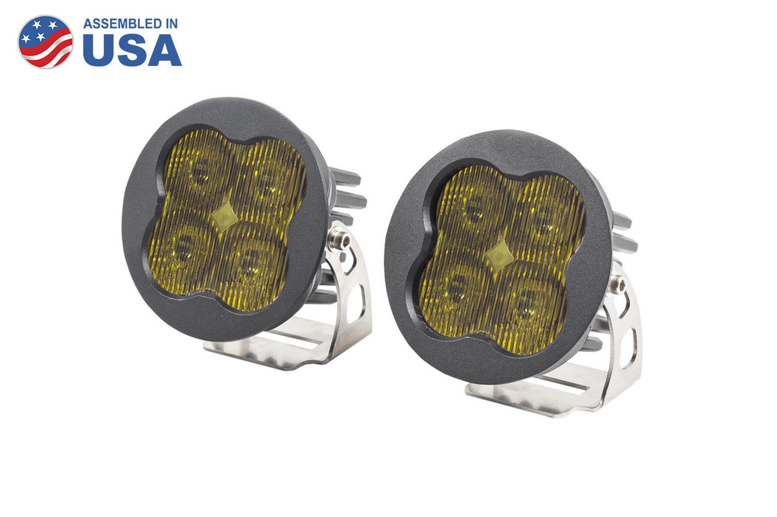 Diode Dynamics SS3 LED Pods DD6142P Auxiliary Lights, Pods, Sport, SAE Fog, Round, Black, Yellow Lens, 12 V, 14.5 Watts, Pair thumbnail 2