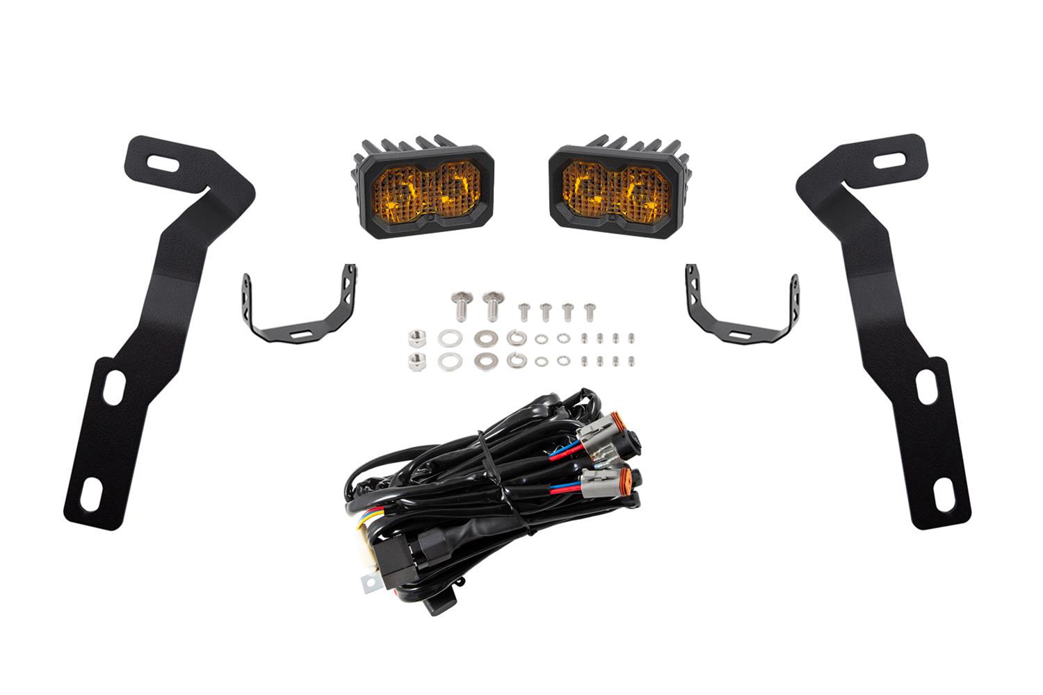 Diode Dynamics 16-21 Toyota Tacoma Stage Series 2in LED Ditch Light Kit - Yellow Pro Combo