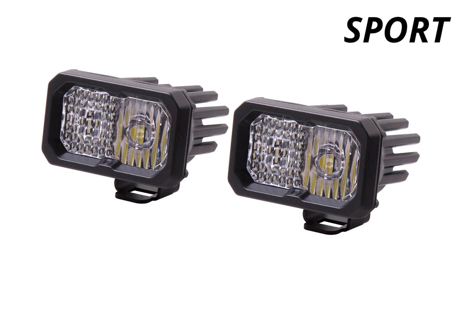 Diode Dynamics Stage Series 2 Light Pods DD6387P Auxiliary Light, LED Light, SSC2, Sport White, Driving/Fog, White Backlight, Clear Lens, 2.0 in. x 3.0 in., Rectangle, Aluminum Housing, Pair thumbnail 3