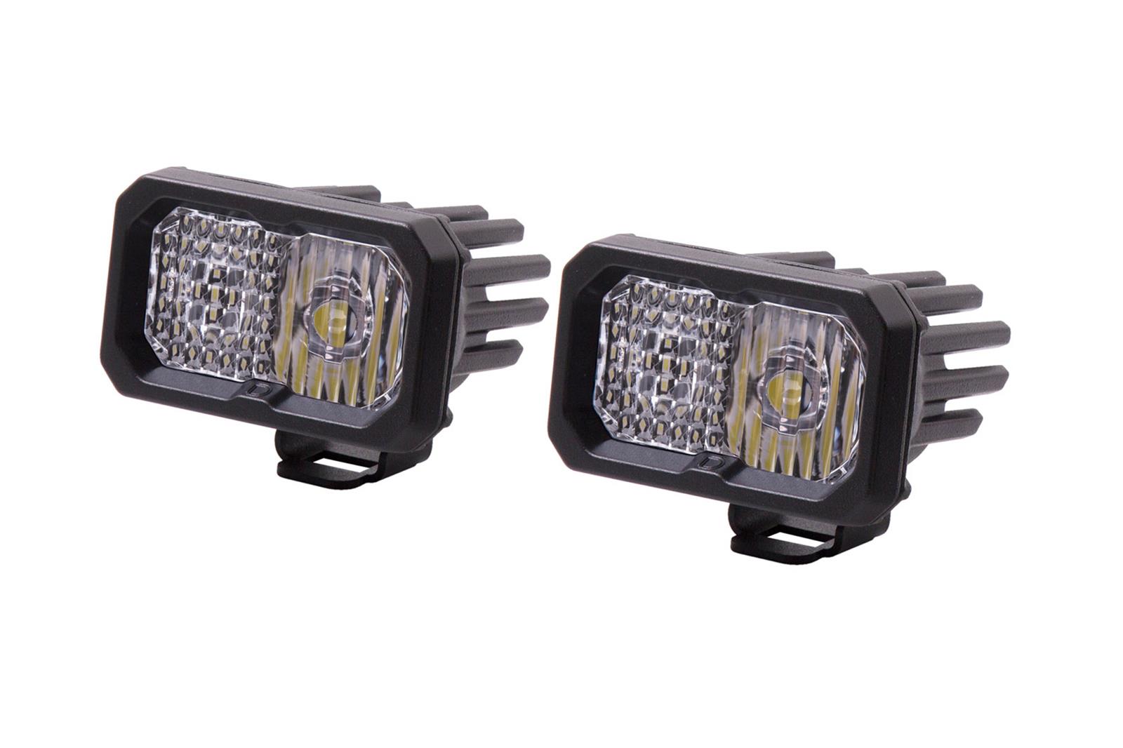 Diode Dynamics Stage Series 2 Light Pods DD6387P Auxiliary Light, LED Light, SSC2, Sport White, Driving/Fog, White Backlight, Clear Lens, 2.0 in. x 3.0 in., Rectangle, Aluminum Housing, Pair